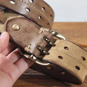 Cinto Masculino de Couro Artesanal Romenzi RZ458 feito à mão com couro legítimo, ideal para looks sofisticados e duráveis.
