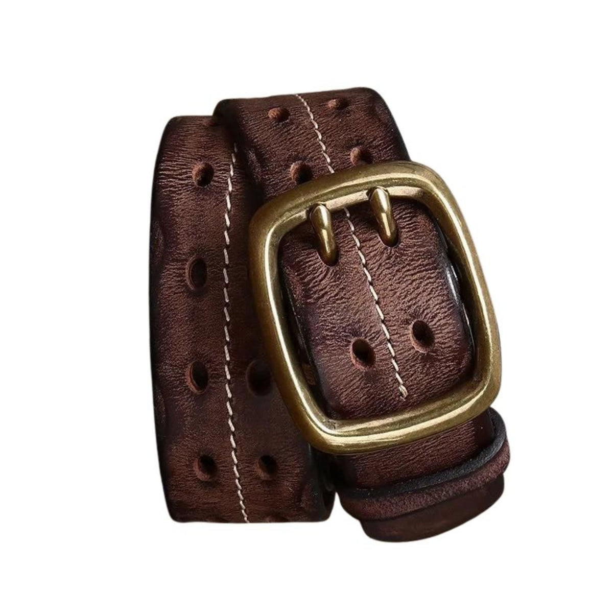 Cinto Masculino de Couro Artesanal Romenzi RZ458 feito à mão com couro legítimo, ideal para looks sofisticados e duráveis.