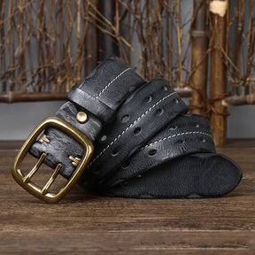 Cinto Masculino de Couro Artesanal Romenzi RZ458 feito à mão com couro legítimo, ideal para looks sofisticados e duráveis.