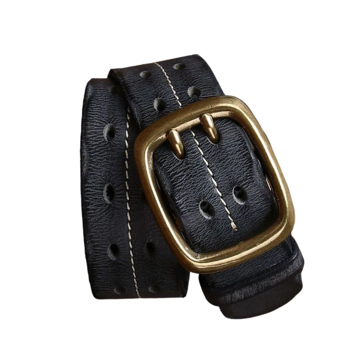 Cinto Masculino de Couro Artesanal Romenzi RZ458 feito à mão com couro legítimo, ideal para looks sofisticados e duráveis.