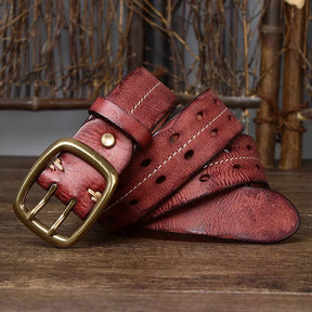 Cinto Masculino de Couro Artesanal Romenzi RZ458 feito à mão com couro legítimo, ideal para looks sofisticados e duráveis.