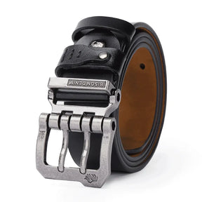 Cinto Masculino de Couro Romenzi Bison RZ472 com couro legítimo e visual discreto. Ideal para trajes sociais e casuais com sofisticação.