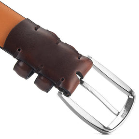 Cinto Masculino de Couro Romenzi Classy RZ460 feito à mão em couro legítimo com estilo clássico e acabamento premium para looks refinados.