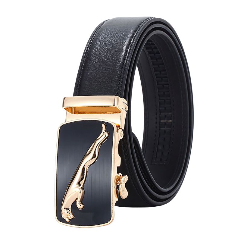 Cinto Masculino de Couro Romenzi Jaguar RZ474 em couro legítimo e acabamento sofisticado. Complementa visuais sociais com elegância e presença.