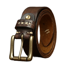 Cinto Masculino de Couro Romenzi RZ467 com fivela robusta e acabamento clássico, ideal para compor visuais elegantes com autenticidade e durabilidade