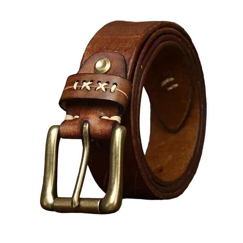 Cinto Masculino de Couro Romenzi RZ467 com fivela robusta e acabamento clássico, ideal para compor visuais elegantes com autenticidade e durabilidade