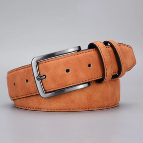 Cinto Masculino de Couro Romenzi Vigor RZ461 feito à mão em couro legítimo, estilo retrô, ideal para looks clássicos com toque refinado.