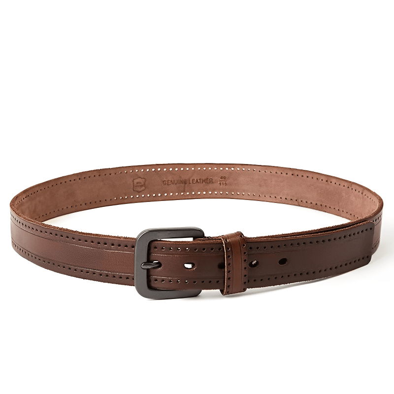 Cinto Masculino de Couro Romenzi Vintage Royal RZ468 com fivela metálica robusta, design clássico e acabamento elegante para visuais refinados
