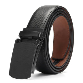 Cinto Masculino Romenzi RZ343 com fivela automática metálica, feito em couro PU nas cores preto e marrom. Estilo, praticidade e elegância.