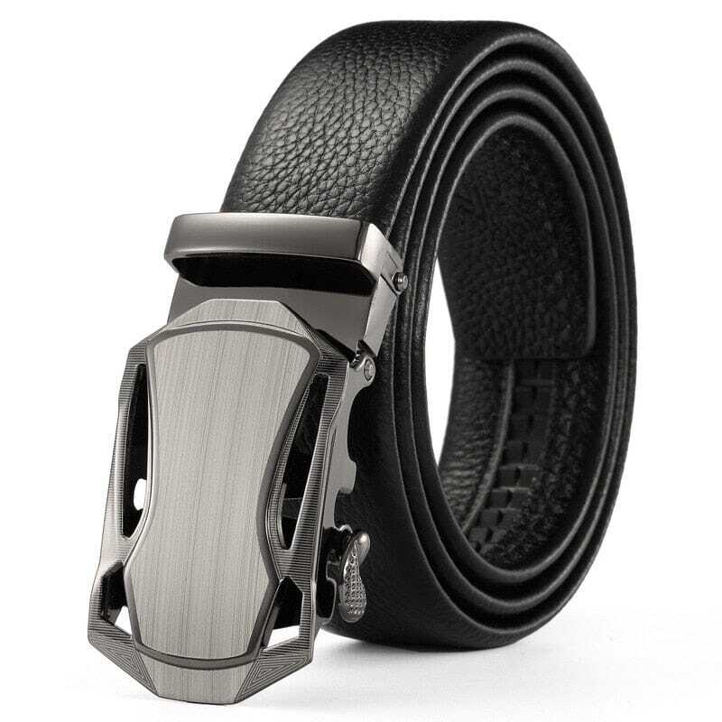 Cinto Social Masculino com Fivela Catraca Romenzi RZ347 em couro de alta qualidade com ajuste automático e design refinado. Ideal para uso diário e social.
