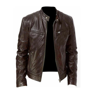 Jaqueta de Couro Masculina Racer Romenzi RZ163, design moderno, conforto e sofisticação em couro premium.