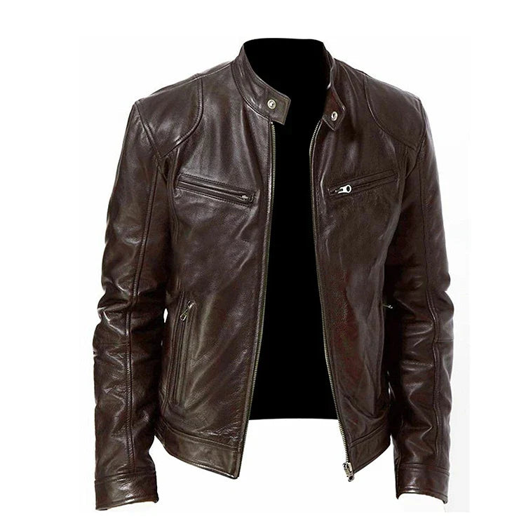Jaqueta de Couro Masculina Racer Romenzi RZ163, design moderno, conforto e sofisticação em couro premium.