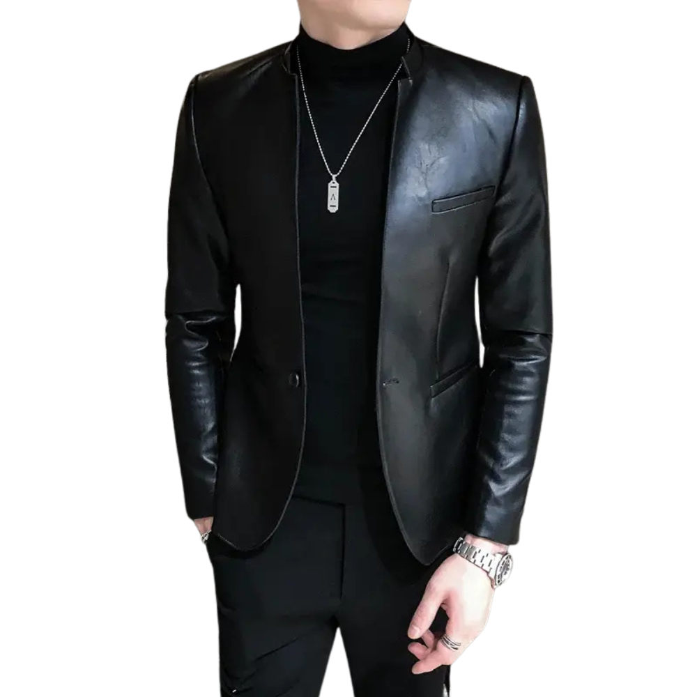 Jaqueta de Couro Masculina Romenzi RZ150 com design clássico, couro premium e costuras reforçadas para um estilo sofisticado.