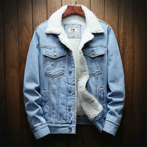 Jaqueta Jeans Masculina Forrada em Lã Romenzi RZ162 com forro em lã, estilo elegante e conforto para o inverno.