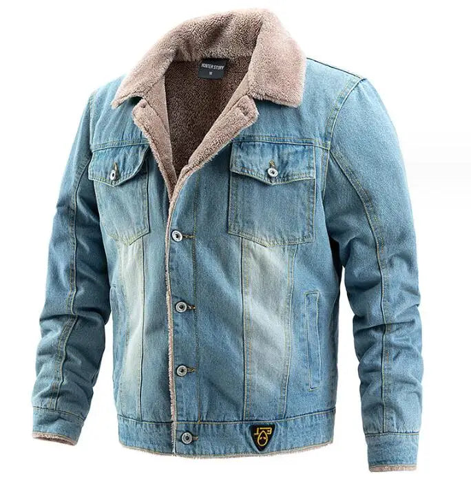 Jaqueta Jeans Masculina Forrada Romenzi RZ233, design refinado, interior forrado, conforto e estilo para homens modernos.