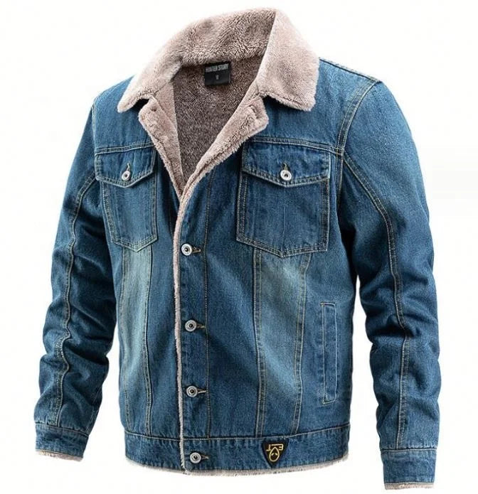 Jaqueta Jeans Masculina Forrada Romenzi RZ233, design refinado, interior forrado, conforto e estilo para homens modernos.
