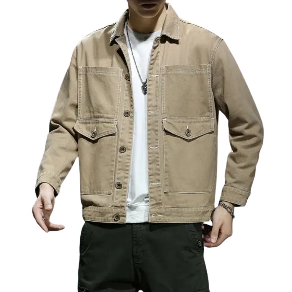 Jaqueta Jeans Masculina Romenzi Atemporal RZ224 confeccionada com materiais premium, oferecendo elegância e conforto para diversas ocasiões.