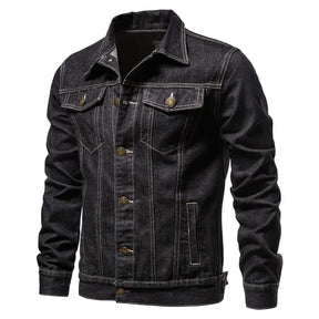 Jaqueta Jeans Masculina Romenzi Classic RZ230 com detalhes sofisticados, design atemporal e materiais de alta qualidade para versatilidade e elegância.