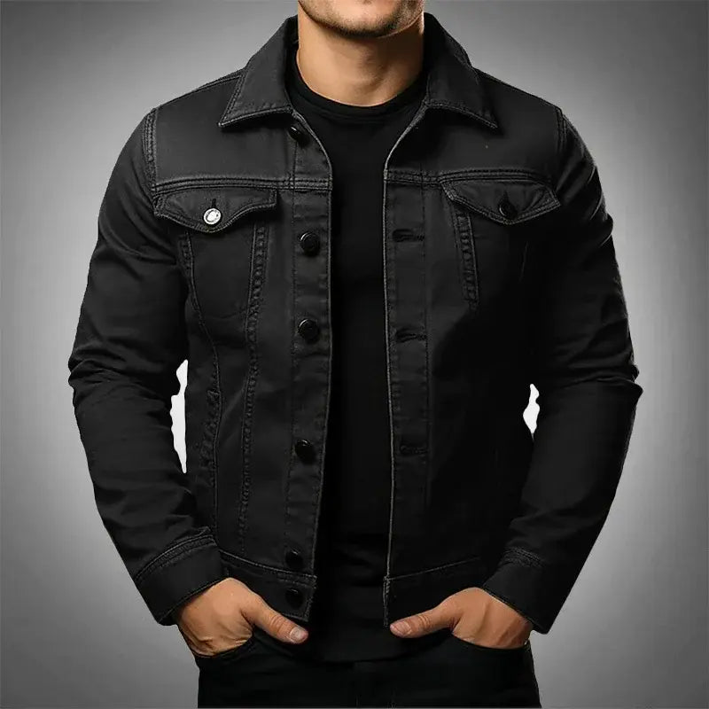 Jaqueta Jeans Masculina Slim Romenzi RZ021 com design moderno, modelagem slim e elegância casual.