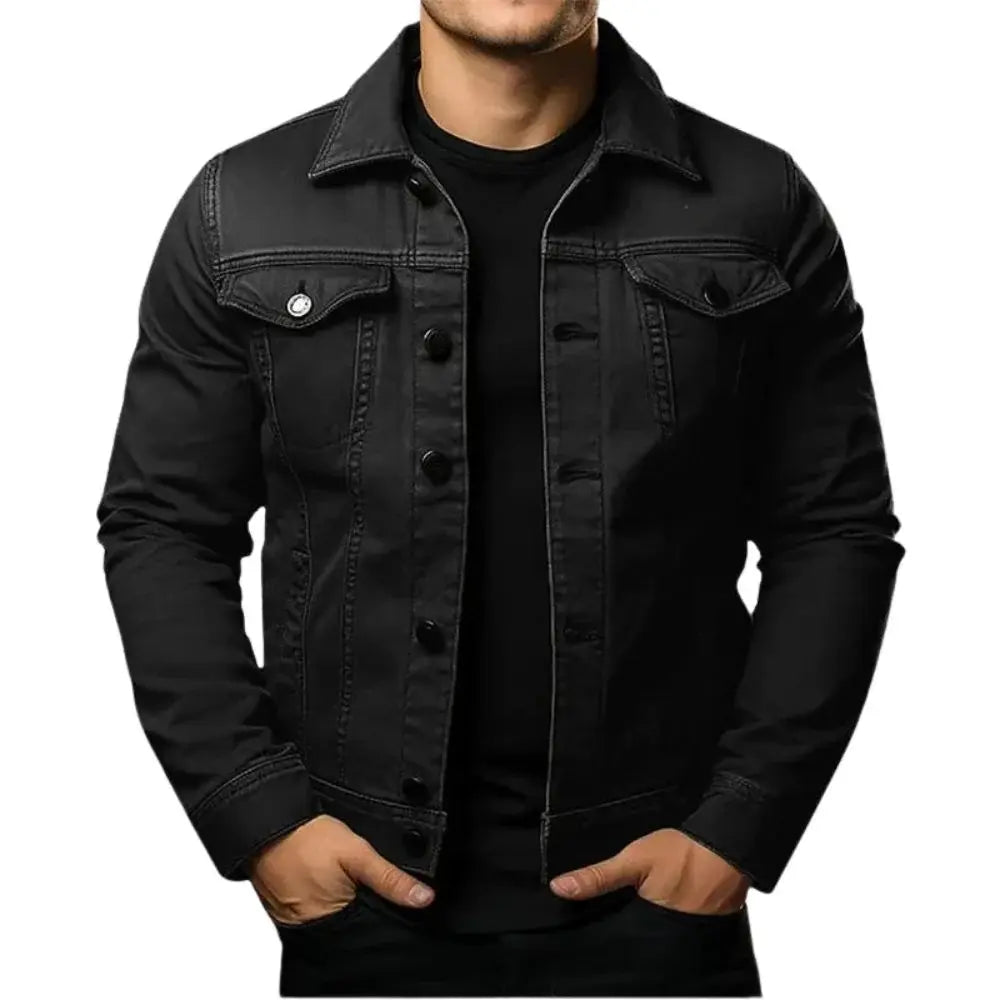 Jaqueta Jeans Masculina Slim Romenzi RZ021 com design moderno, modelagem slim e elegância casual.