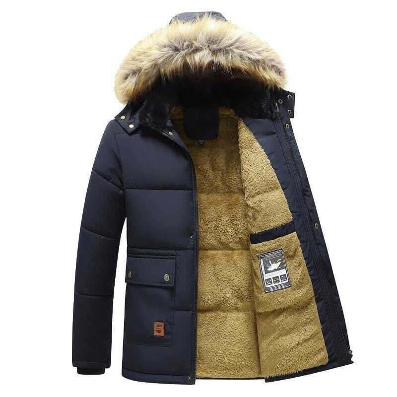 Jaqueta Masculina Bear Romenzi RZ192 em tecido acolchoado, elegante e resistente, com zíper durável.