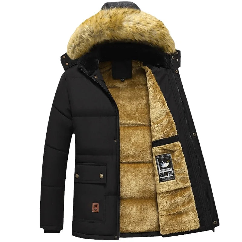 Jaqueta Masculina Bear Romenzi RZ192 em tecido acolchoado, elegante e resistente, com zíper durável.