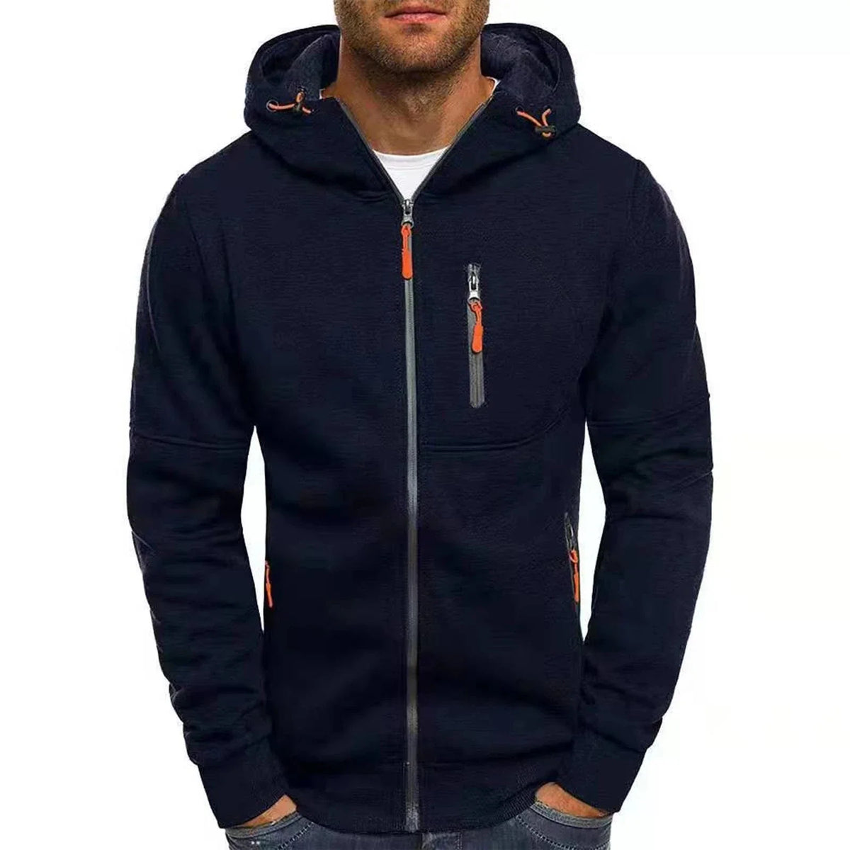 Jaqueta Masculina Casual Moderna Romenzi RZ193 em tecido resistente e design moderno, perfeita para dias frios.