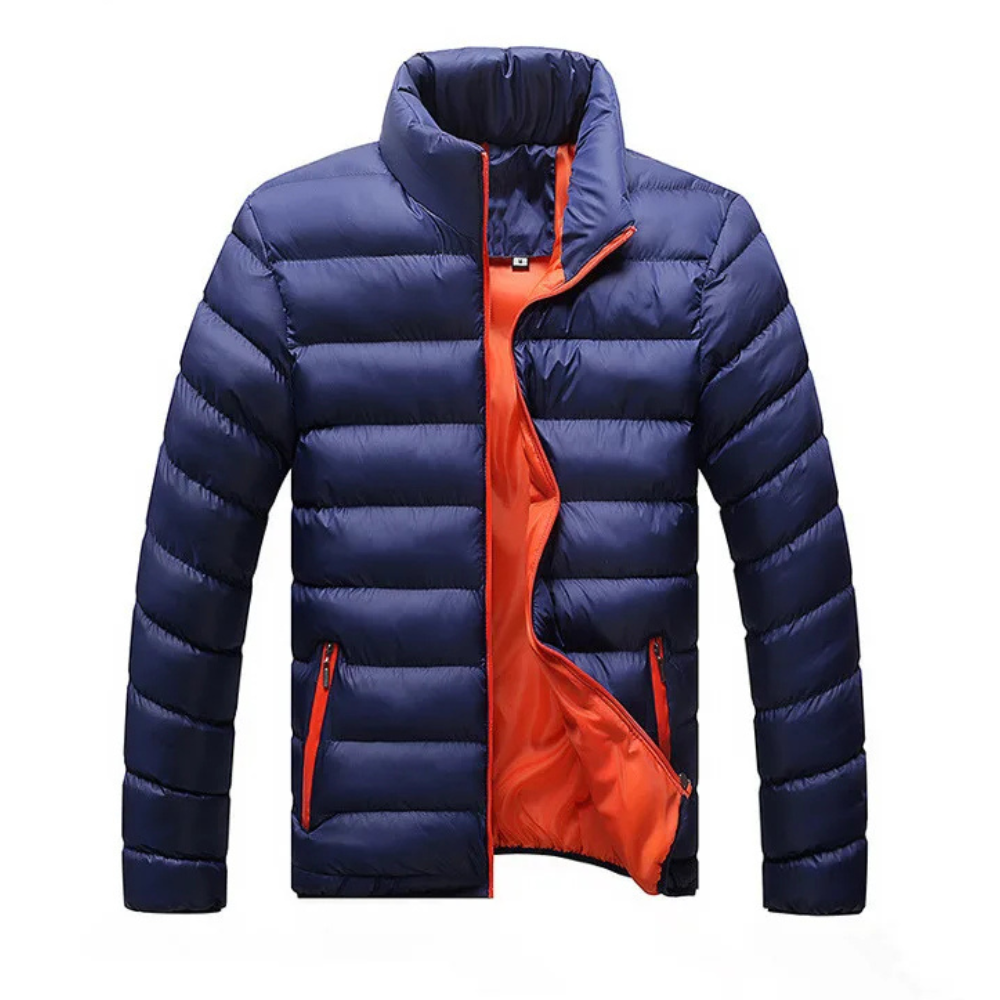 Jaqueta Masculina Casual Puffer Romenzi RZ202 com forro acolchoado, zíper resistente e proteção ideal contra o frio.