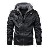 Jaqueta Masculina de Couro Original Romenzi RZ125 em couro genuíno com capuz removível, design elegante e qualidade premium, perfeita para conforto e estilo.