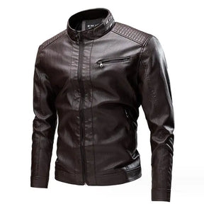 Jaqueta Masculina de Couro Romenzi RZ127 com couro premium, acabamento refinado e design versátil para ocasiões elegantes e casuais.