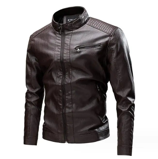 Jaqueta Masculina de Couro Romenzi RZ127 com couro premium, acabamento refinado e design versátil para ocasiões elegantes e casuais.