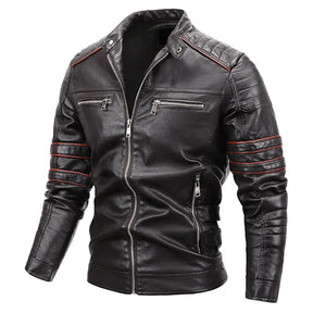 Jaqueta Masculina de Couro Romenzi RZ130 feita em couro premium, com design moderno e interior macio, perfeita para estilo e durabilidade.