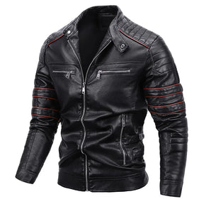 Jaqueta Masculina de Couro Romenzi RZ130 feita em couro premium, com design moderno e interior macio, perfeita para estilo e durabilidade.