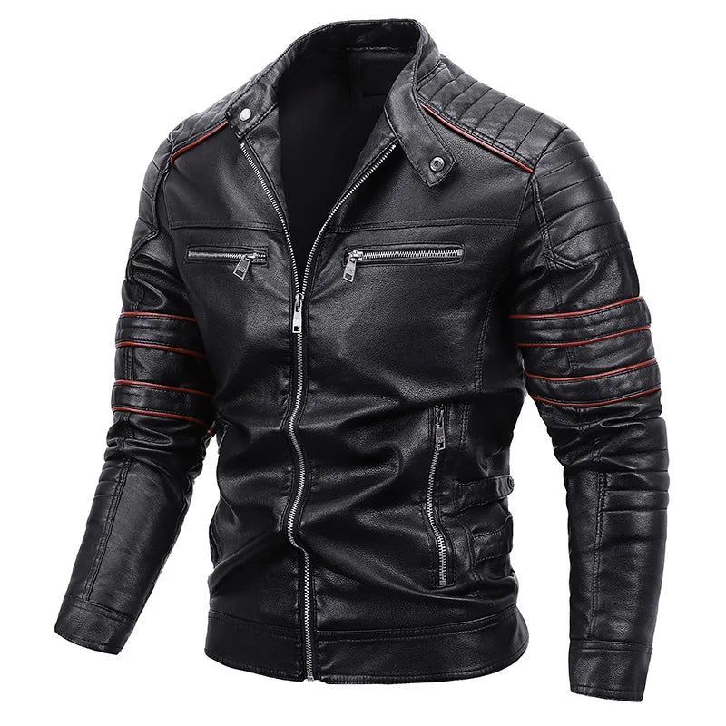 Jaqueta Masculina de Couro Romenzi RZ130 feita em couro premium, com design moderno e interior macio, perfeita para estilo e durabilidade.