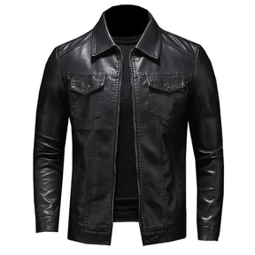 Jaqueta Masculina de Couro Romenzi RZ136 feita em couro de alta qualidade, com design contemporâneo e interior confortável, perfeita para estilo e durabilidade.
