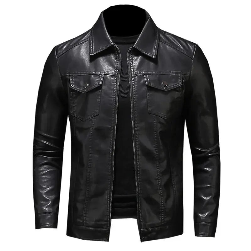 Jaqueta Masculina de Couro Romenzi RZ136 feita em couro de alta qualidade, com design contemporâneo e interior confortável, perfeita para estilo e durabilidade.
