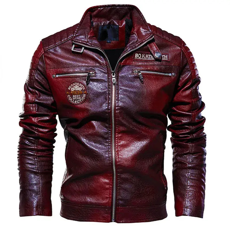 Jaqueta Masculina de Motoqueiro em Couro Romenzi RZ139 com couro de alta resistência, costuras reforçadas e interior aquecido para conforto e proteção.