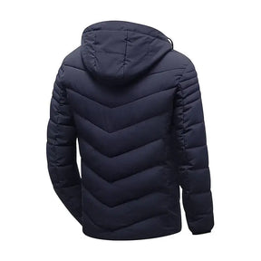 Jaqueta Masculina Forrada Snow Romenzi RZ201 com forro acolchoado, capuz removível e proteção contra frio e chuva.