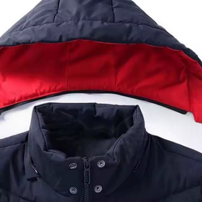 Jaqueta Masculina Forrada Snow Romenzi RZ201 com forro acolchoado, capuz removível e proteção contra frio e chuva.