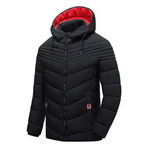 Jaqueta Masculina Forrada Snow Romenzi RZ201 com forro acolchoado, capuz removível e proteção contra frio e chuva.