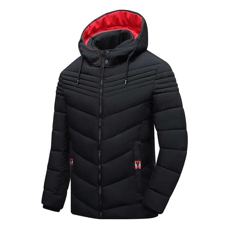 Jaqueta Masculina Forrada Snow Romenzi RZ201 com forro acolchoado, capuz removível e proteção contra frio e chuva.