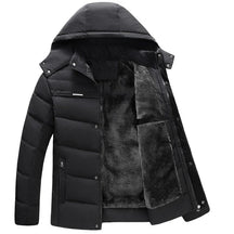 Jaqueta Masculina Inverno Warmcover Romenzi RZ025 com design sofisticado, tecido térmico, capuz removível e ajuste ergonômico para o inverno.