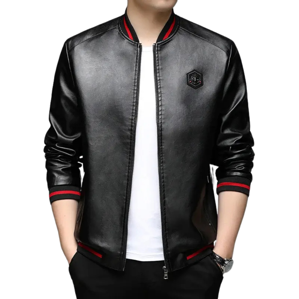 Jaqueta Masculina Premium de Couro Romenzi RZ157 em couro plutônio, com costuras reforçadas e caimento impecável para conforto e sofisticação.