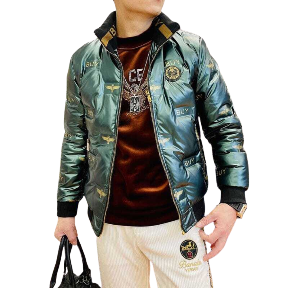 Jaqueta Masculina Puffer Outlier Romenzi RZ172 exibindo design autêntico, isolamento térmico e estilo sofisticado.