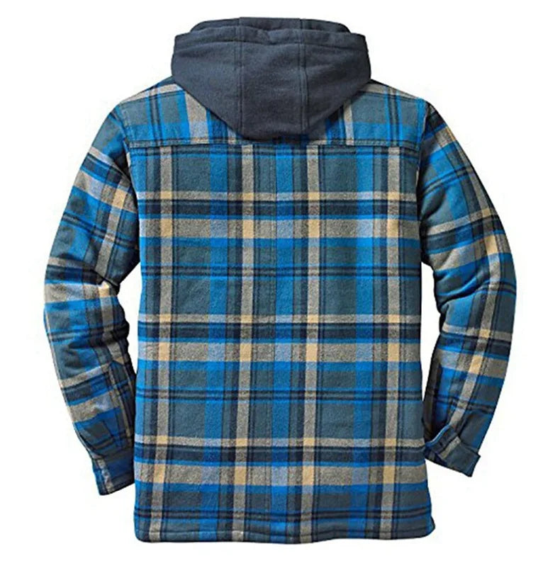 Jaqueta Masculina Xadrez Padded Romenzi RZ211 com design moderno, forro acolchoado, tecido resistente e zíper durável. Ideal para conforto e estilo.