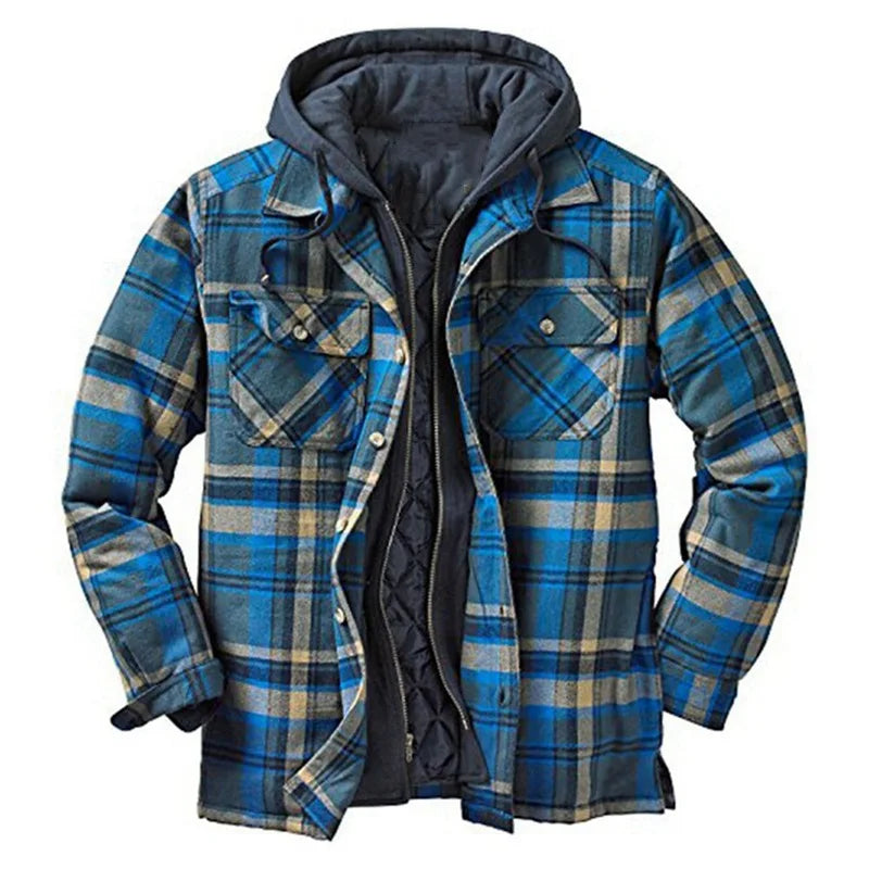 Jaqueta Masculina Xadrez Padded Romenzi RZ211 com design moderno, forro acolchoado, tecido resistente e zíper durável. Ideal para conforto e estilo.