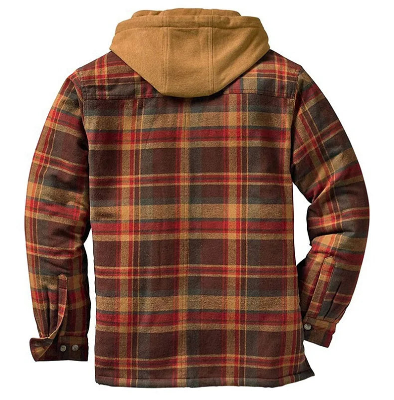 Jaqueta Masculina Xadrez Padded Romenzi RZ211 com design moderno, forro acolchoado, tecido resistente e zíper durável. Ideal para conforto e estilo.