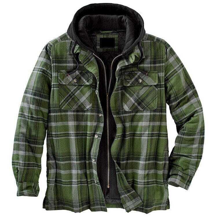 Jaqueta Masculina Xadrez Padded Romenzi RZ211 com design moderno, forro acolchoado, tecido resistente e zíper durável. Ideal para conforto e estilo.