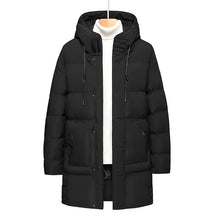 Jaqueta Puffer Longa Masculina Romenzi RZ135 com tecido premium, impermeável e detalhes refinados, perfeita para conforto e proteção contra o frio.