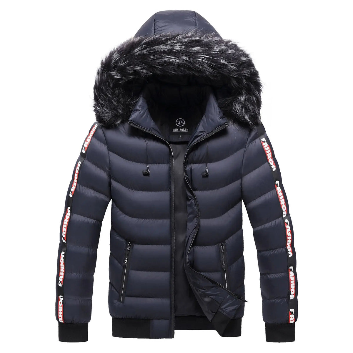Jaqueta Puffer Masculina com Capuz Romenzi RZ225 com capuz forrado, acolchoada e elegante, oferecendo conforto e estilo.